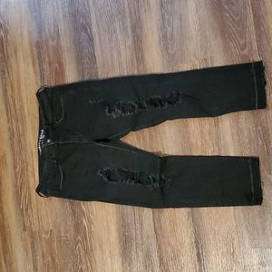 American Eagle Jegging Crop Black Distressed Jeans